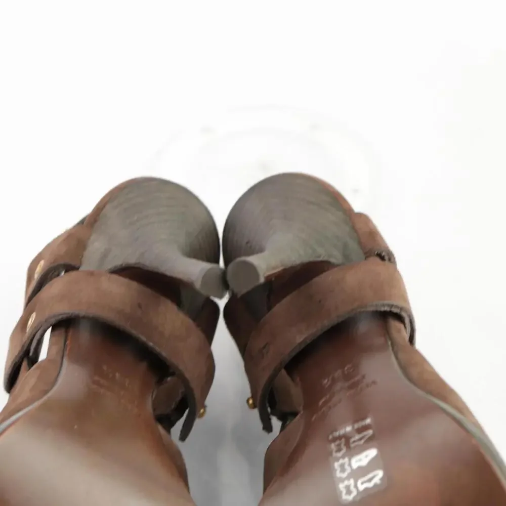 Giuseppe Zanotti Womens Thakoon Pumps Size 39.5 9.5 Brown Leather Slingback Heel